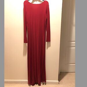 Talbot garnet red, long-sleeved Formal Dress, w/ train and deep V back , size M